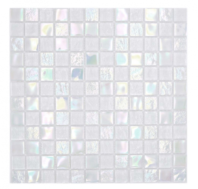 Mosaïque de verre carreau de mosaïque small flip flop irisé blanc multicolore MOS65-S10