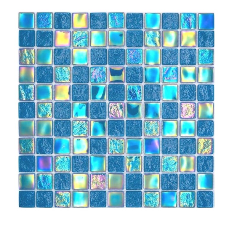 Glasmosaik Mosaikfliese small flip flop irisierend türkisblau mehrfarbig MOS65-S63