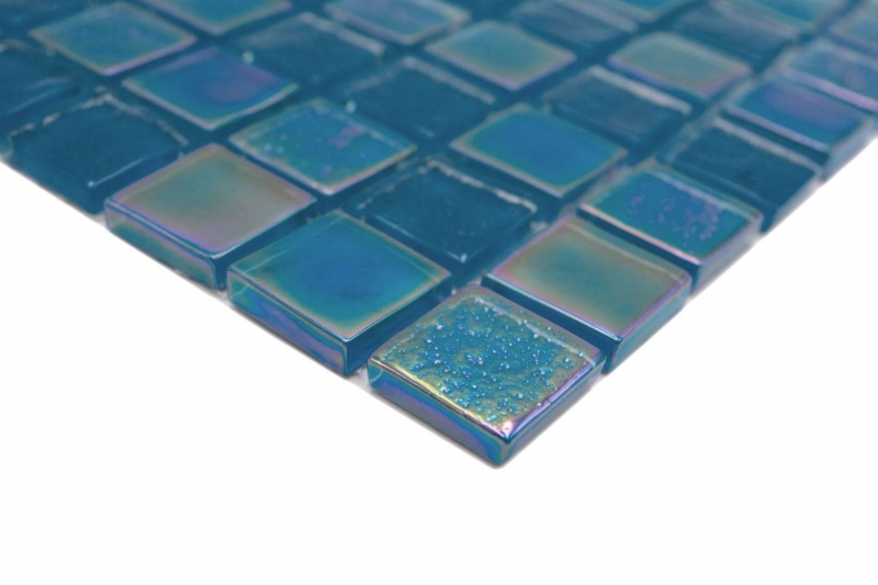 Mosaïque de verre carreau de mosaïque small flip flop irisé bleu turquoise multicolore MOS65-S63