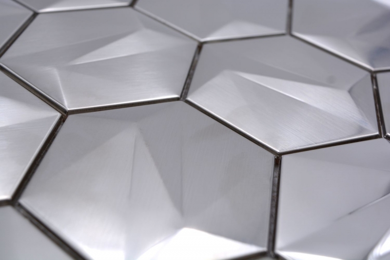 Acier inoxydable Hexagon Mosaic Carreaux Hexagon 3D Acier Titanium brillant/mat MOS128-SB