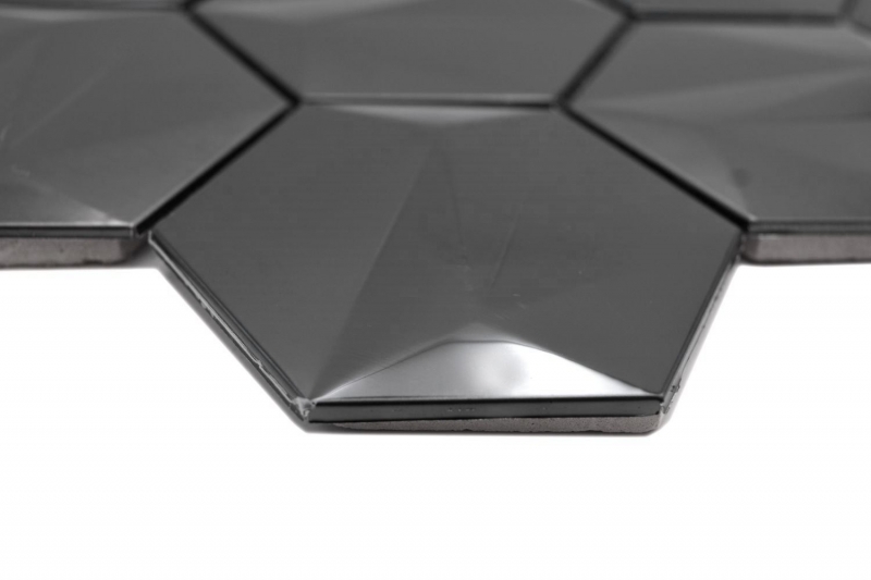 Edelstahl Hexagon Mosaikfliesen 3D Stahl Tungsten glänzend/matt MOS128-PL