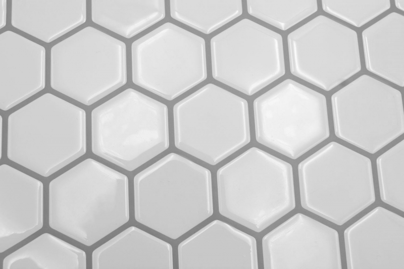 Film mosaïque autocollant vinyle aspect hexagonal blanc MOS200-H01