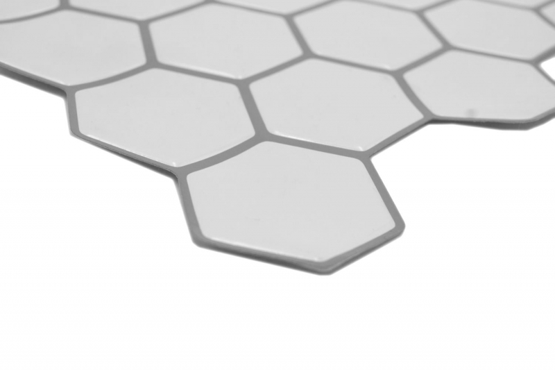 Pellicola autoadesiva per mosaico in vinile aspetto esagono bianco MOS200-H01