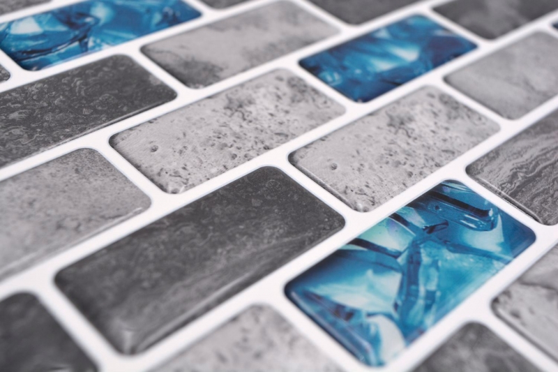 Self-adhesive mosaic film vinyl rectangle composite gray blue iridescent MOS200-MS8