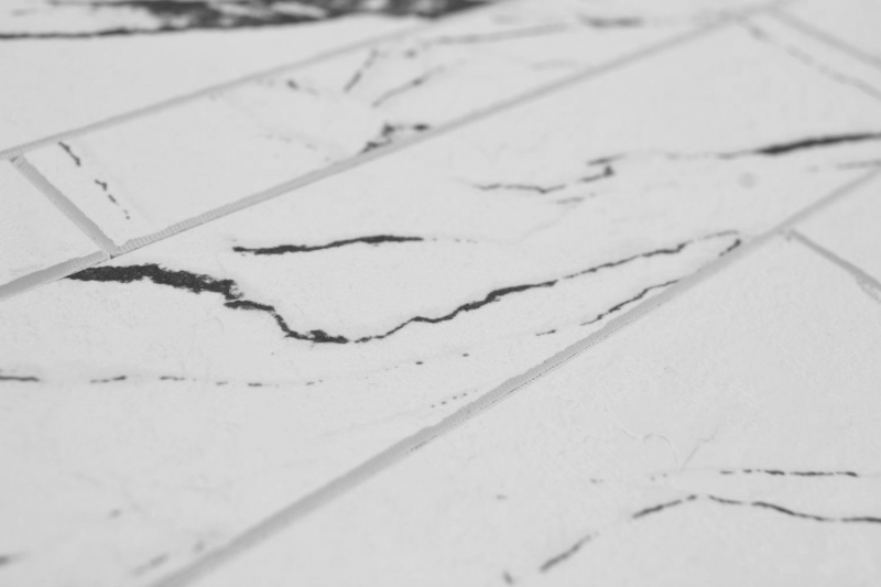 Selbstklebende Mosaikmatte Vinyl Steinoptik weiß schwarz graue Carrara Optik Rechteckig MOS200-SP02