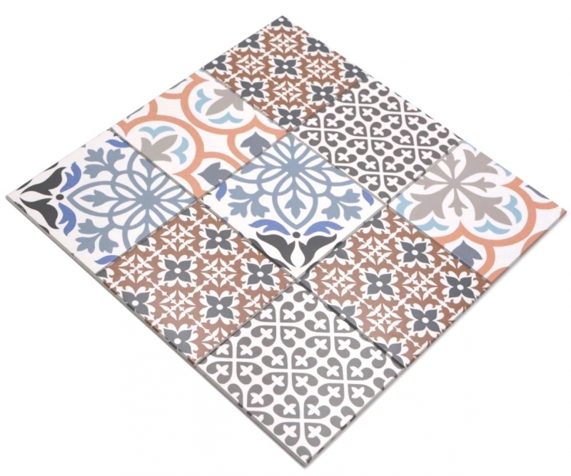 Tappetino autoadesivo in vinile a mosaico con aspetto di piastrella spagnola, ornamento colorato MOS200-S1406