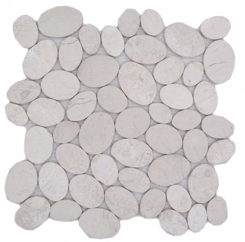 River pebbles Stone pebbles Stone floor cut flat white cream MOS30-0101