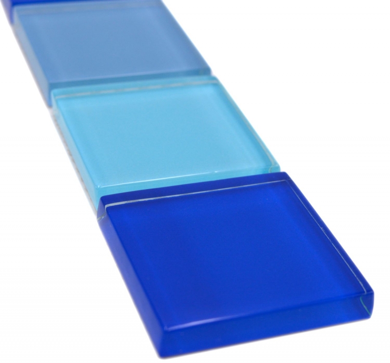 Mosaïque de verre Carreaux de mosaïque de verre bordure de verre bleu brillant mur cuisine salle de bain douche MOS92-BO19480