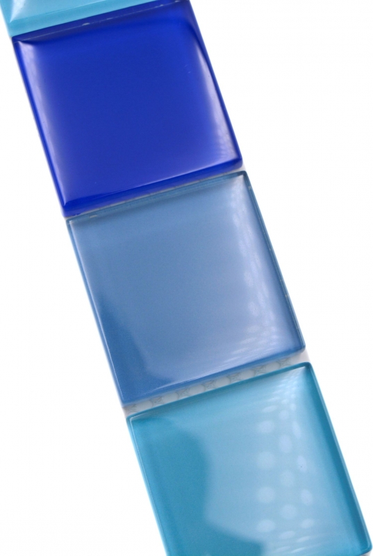 Mosaïque de verre Carreaux de mosaïque de verre bordure de verre bleu brillant mur cuisine salle de bain douche MOS92-BO19480_f