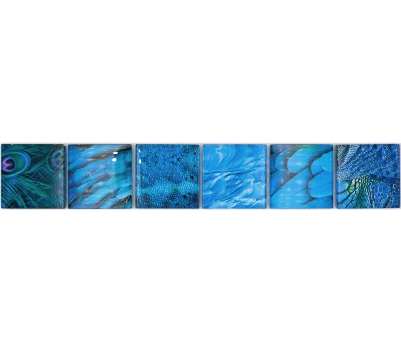 Bordo a mosaico Mosaico di vetro Mondo animale BIRD Blu chiaro Blu scuro MOS78BOR-W78