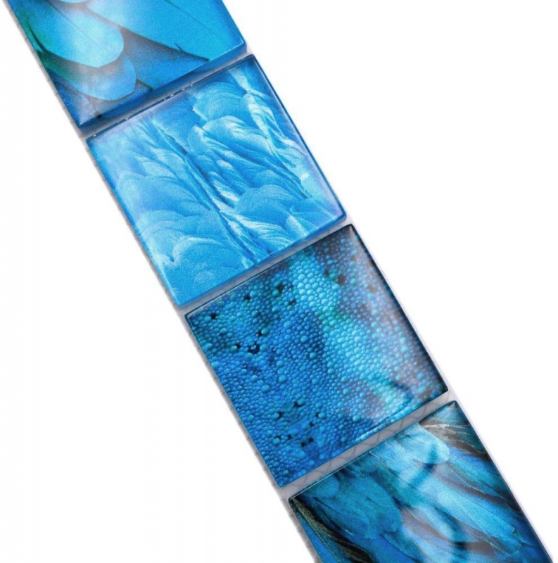 Bordo a mosaico Mosaico di vetro Mondo animale BIRD Blu chiaro Blu scuro MOS78BOR-W78