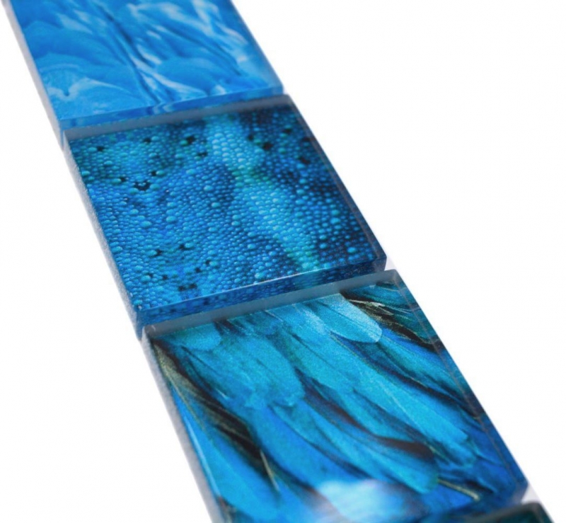 Mosaik Borde Bordüre Glasmosaik Tierwelt BIRD Hellblau Dunkelblau MOS78BOR-W78
