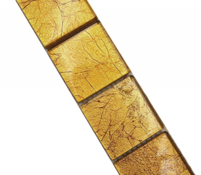 Mosaik Borde Bordüre Glasmosaik Mosaikfliese Gold Struktur MOS120BOR-0786