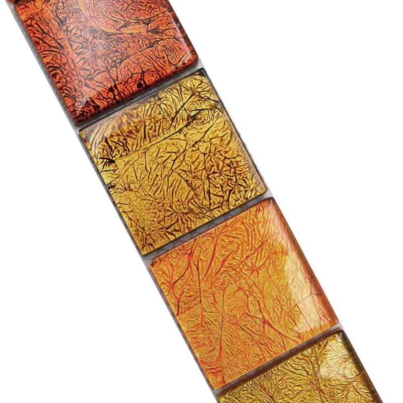 Mosaik Borde Bordüre Glasmosaik Mosaikfliese gold orange Struktur MOS120BOR-07824