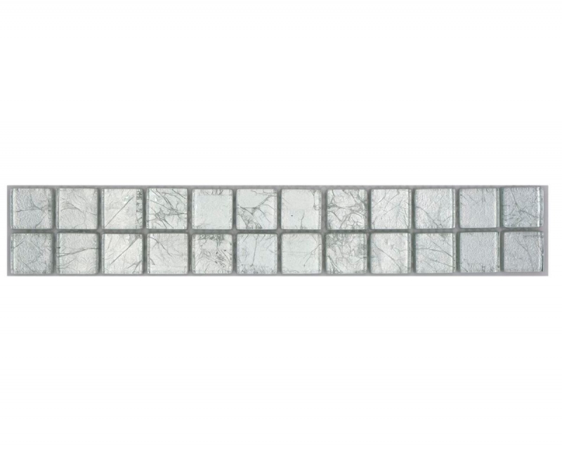 Bordo a mosaico Mosaico di vetro Piastrella di mosaico Struttura in argento MOS123BOR-8SB16