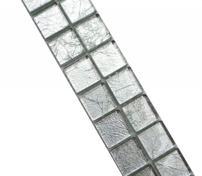Mosaïque Borde Bordures Carreaux de verre Mosaïque Argent Structure MOS123BOR-8SB16