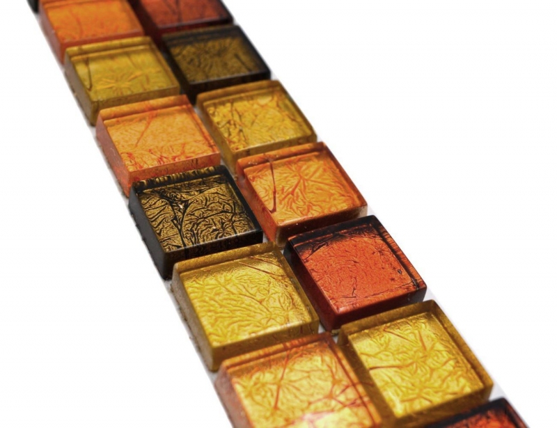 Mosaik Borde Bordüre Glasmosaik Mosaikfliese gold orange Struktur MOS120BOR-07814