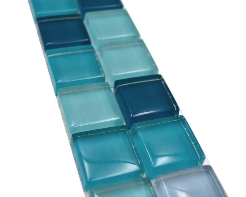 Mosaik Borde Bordüre Glasmosaik Mosaikfliese mix blau petrol türkis MOS88BOR-XCE95