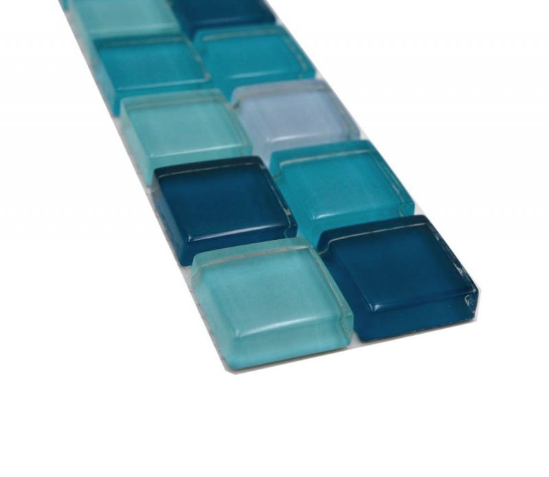Mosaïque Borde Bordures Mosaïque de verre mix bleu pétrole turquoise MOS88BOR-XCE95