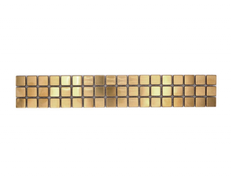 Mosaik Borde Bordüre Gold Edelstahl leicht gebürstet MOS129BOR-0707
