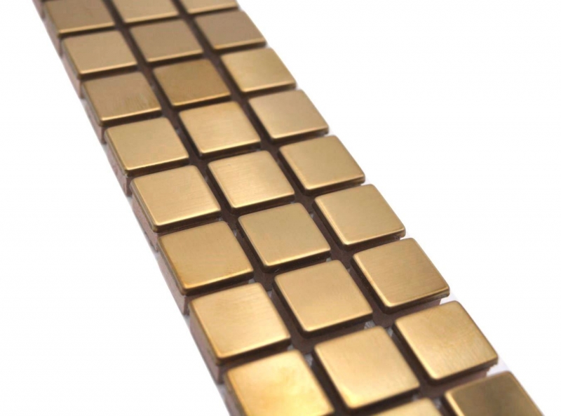 Mosaik Borde Bordüre Gold Edelstahl leicht gebürstet MOS129BOR-0707