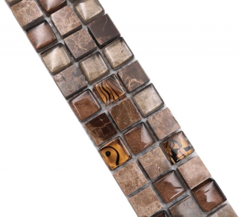 Mosaic border Border glass mosaic natural stone mix beige brown emperador MOS92BOR-1303