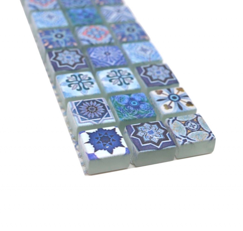 Mosaic Border Glass mosaic with coating Retro Biscuit blue MOS78BOR-RB33