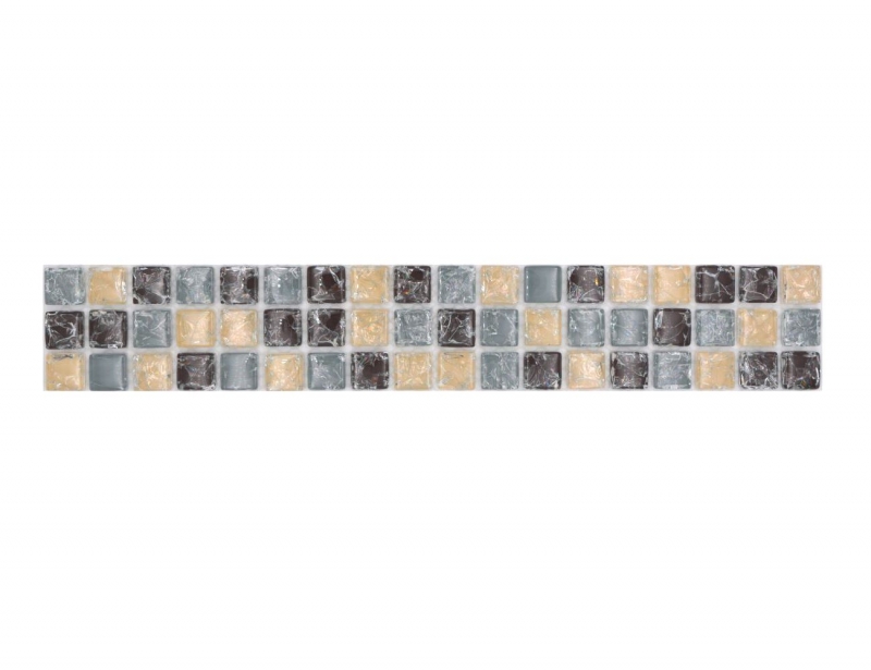 Mosaico Border Mosaico di vetro rotto misto grigio beige marrone MOS92BOR-1302