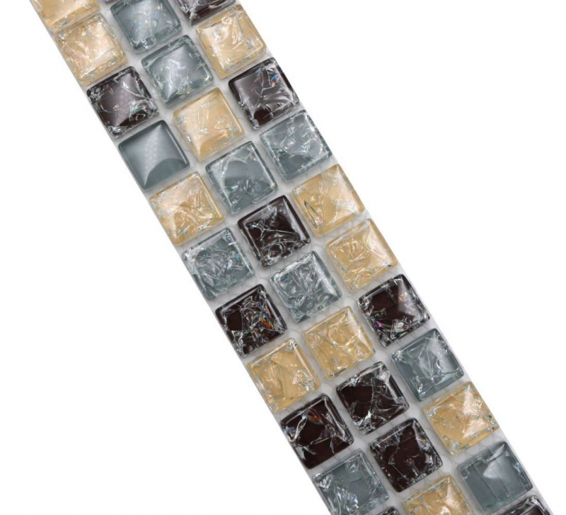 Mosaik Borde Bordüre Glasmosaik bebrochen mix grau beige braun MOS92BOR-1302