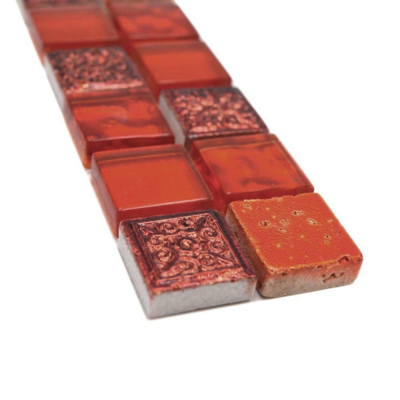Mosaik Borde Bordüre Glasmosaik Resin mix rot Struktur MOS83BOR-CB30