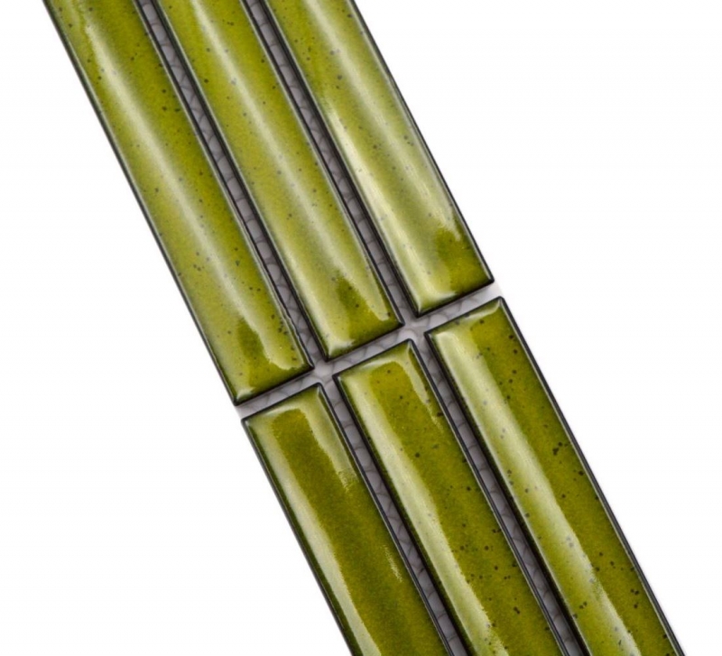 Mosaik Borde Bordüre Stäbchen hellgrün gesprenkelt glänzend MOS24BOR-CS16