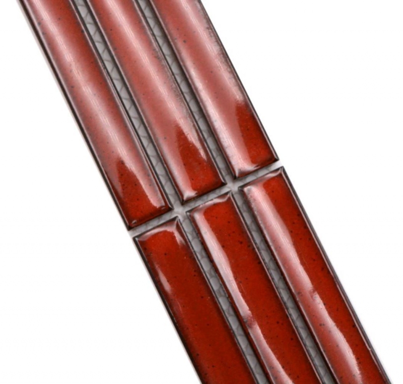 Mosaik Borde Bordüre Stäbchen rot gesprenkelt glänzend MOS24BOR-CS56