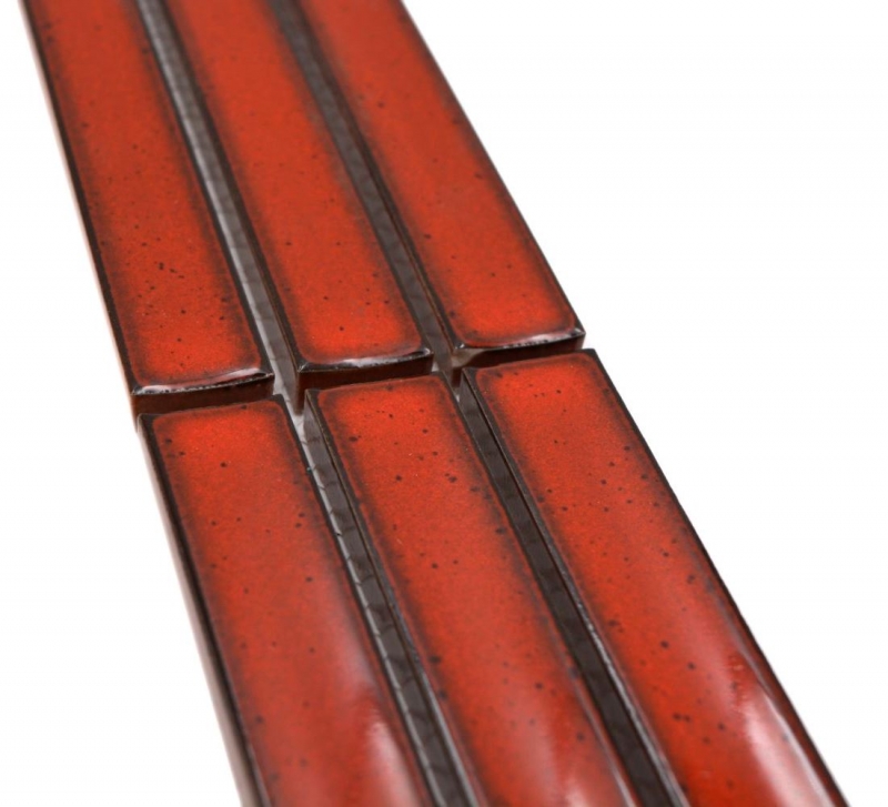 Bacchette con bordo a mosaico rosso specchiato lucido MOS24BOR-CS56