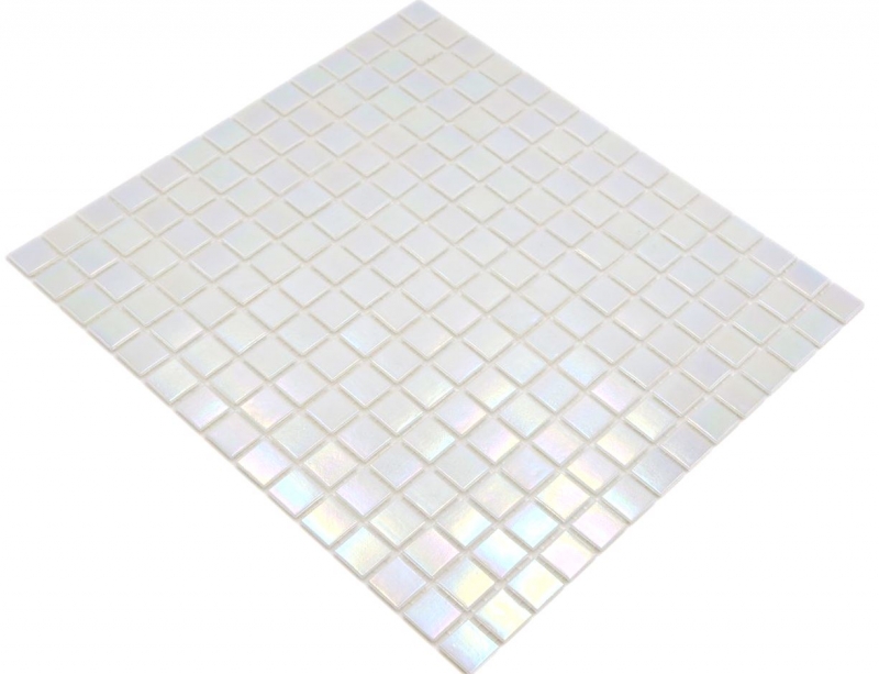 Glasmosaik Mosaikfliese Iridium Weiss Flip Flop Farbe MOS240-WA02-P