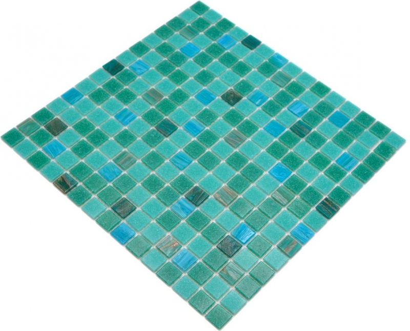 Mosaico di vetro per piscina mosaico galleggiante mosaico verde turchese mix rame iridescente MOS200-SMT