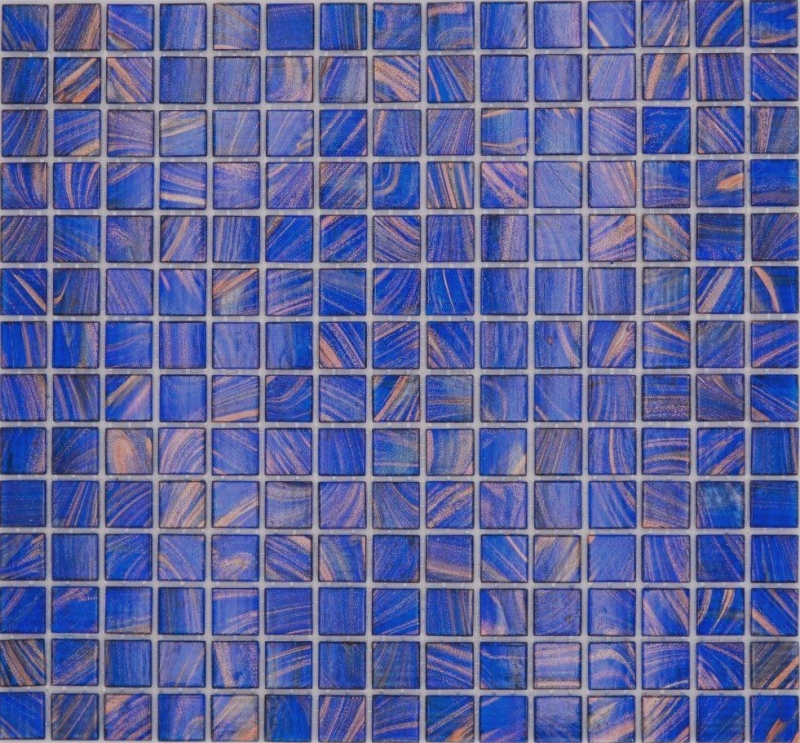 Glasmosaik Mosaikfliese Blau Signalblau Kupfer changierend MOS230-G17