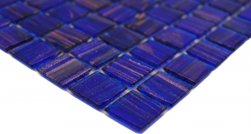 Glasmosaik Mosaikfliese Dunkelblau Ultramarinblau Kupfer changierend MOS230-G19