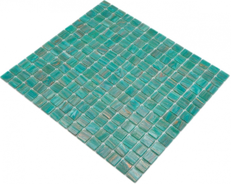 Mosaico di vetro verde turchese rame iridescente MOS230-G65