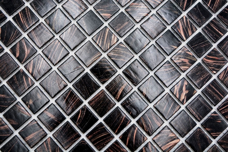 Mosaïque de verre Carreau de mosaïque noir cuivre irisé MOS230-G49