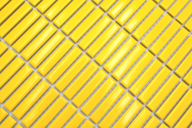 Keramikmosaik gelb glänzend Bambusoptik Mosaikfliese Küchenwand Fliesenspiegel Bad Duschwand MOS24-BM6_f