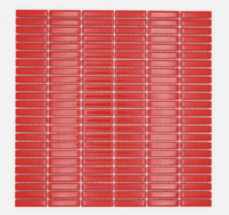 Keramikmosaik rot glänzend Bambusoptik Mosaikfliese Küchenwand Fliesenspiegel Bad Duschwand MOS24-BM7_f