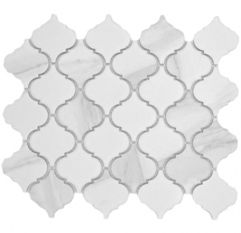 Mosaico ceramico bianco opaco effetto pietra Piastrelle di mosaico per cucina Rivestimento per bagno Parete doccia MOS13-0201_f