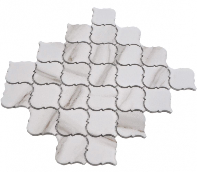 Ceramic mosaic white matt stone look mosaic tile kitchen wall tile backsplash bathroom shower wall MOS13-0204_f
