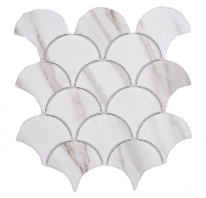 Mosaico ceramico bianco opaco effetto pietra Piastrelle di mosaico per cucina Rivestimento per bagno Parete doccia MOS13-FS112_f