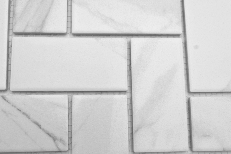 Mosaïque céramique blanche mate aspect pierre Carreau de cuisine Miroir de salle de bain Paroi de douche MOS24-1102_f