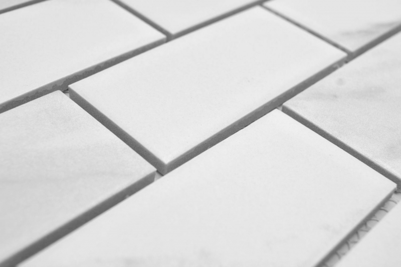 Keramikmosaik weiß matt Steinoptik Mosaikfliese Küchenwand Fliesenspiegel Bad Duschwand MOS26M-1102_f