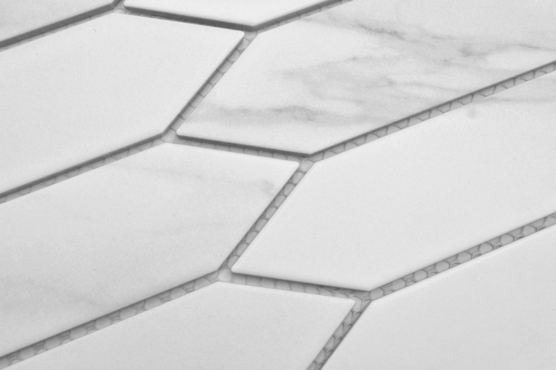 Mosaico ceramico bianco opaco effetto pietra Piastrelle di mosaico per cucina Rivestimento per bagno Parete doccia MOS13-L1102_f