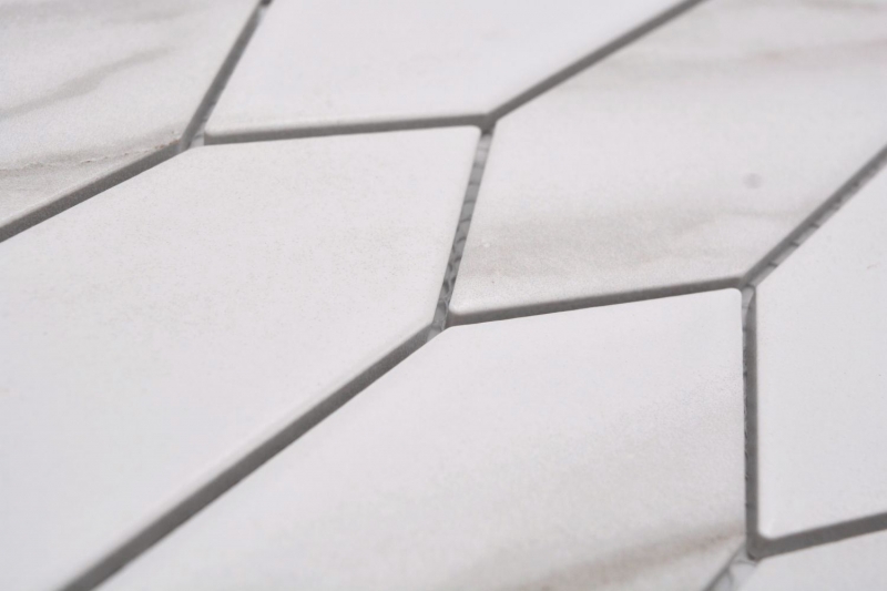 Keramikmosaik weiß matt Steinoptik Mosaikfliese Küchenwand Fliesenspiegel Bad Duschwand MOS13-L1112_f