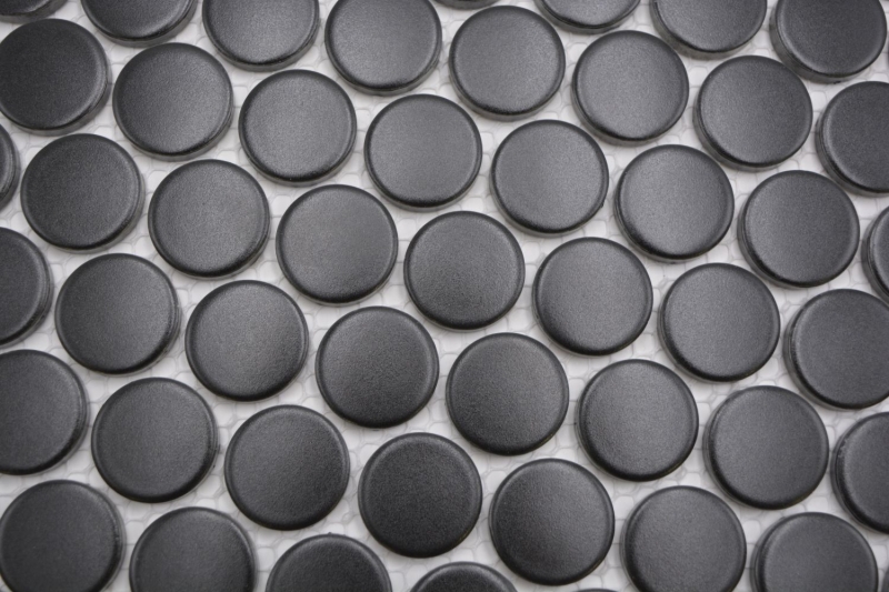 Ceramic mosaic black matt round look mosaic tile kitchen wall tile backsplash bathroom shower wall MOS10-0311GR_f