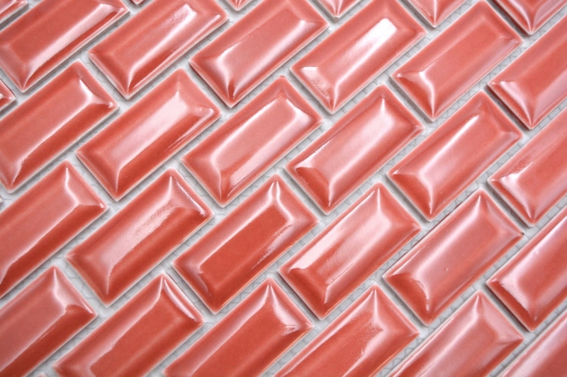 Ceramica mosaico rosso lucido metro look mosaico piastrelle cucina parete backsplash bagno doccia parete MOS26-0912
